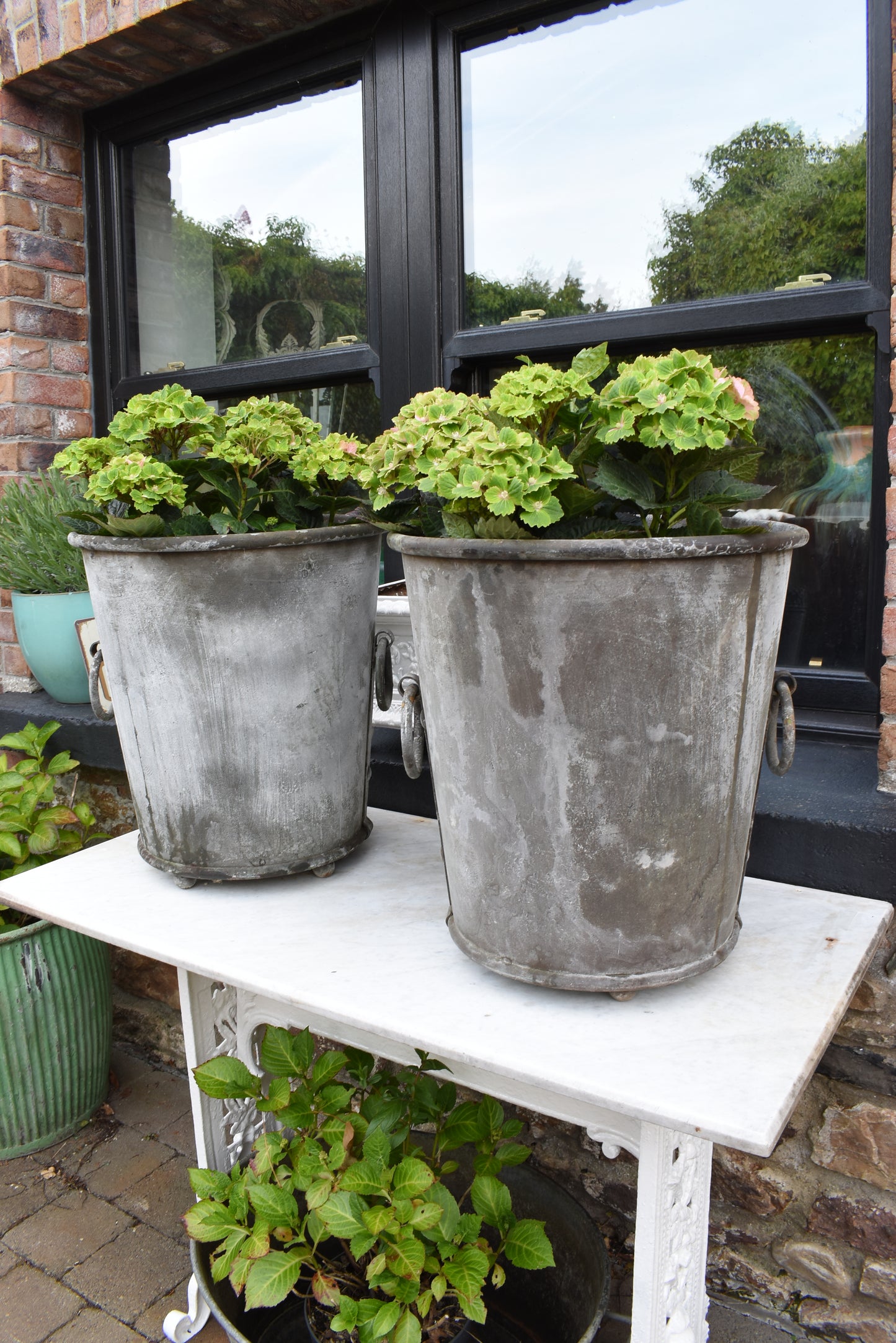 Pair of Galvanised French Planters