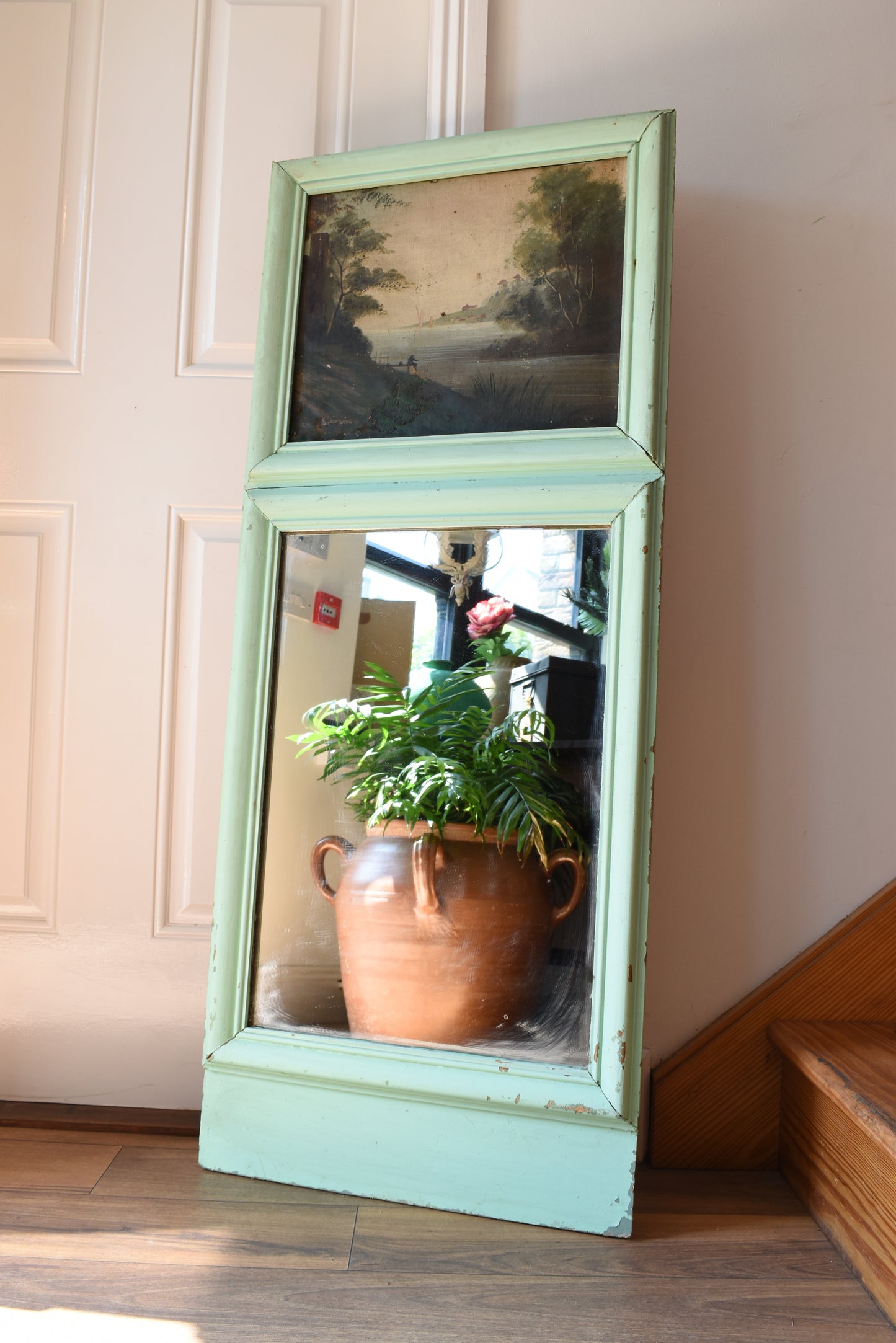French Antique Mirror and Oil Painting