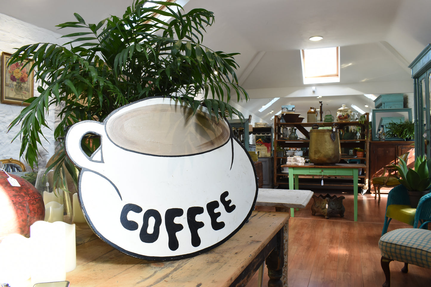 Vintage Oversized Wooden Coffee Sign