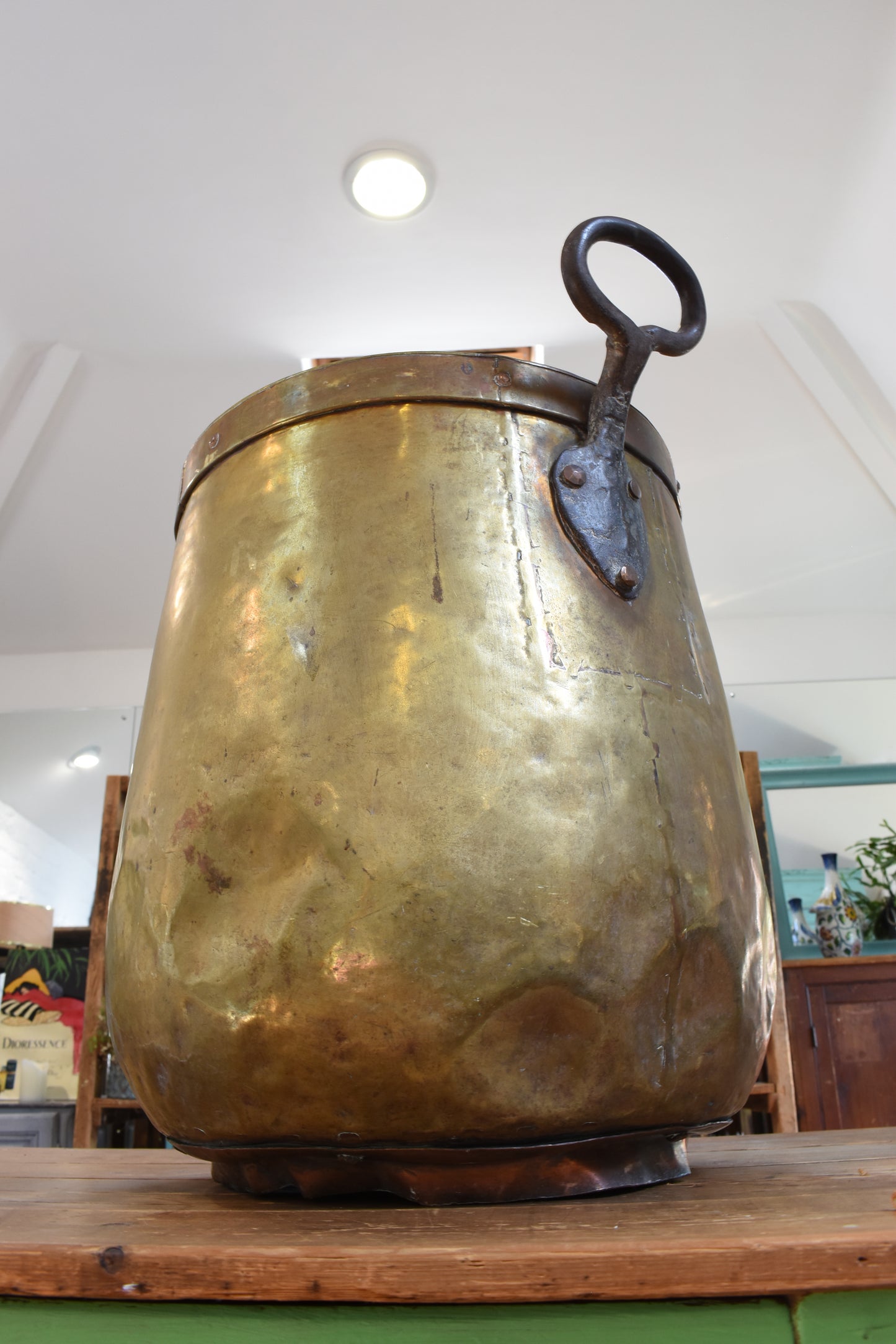 Oversized French Copper & Wrought Iron Plant Pot