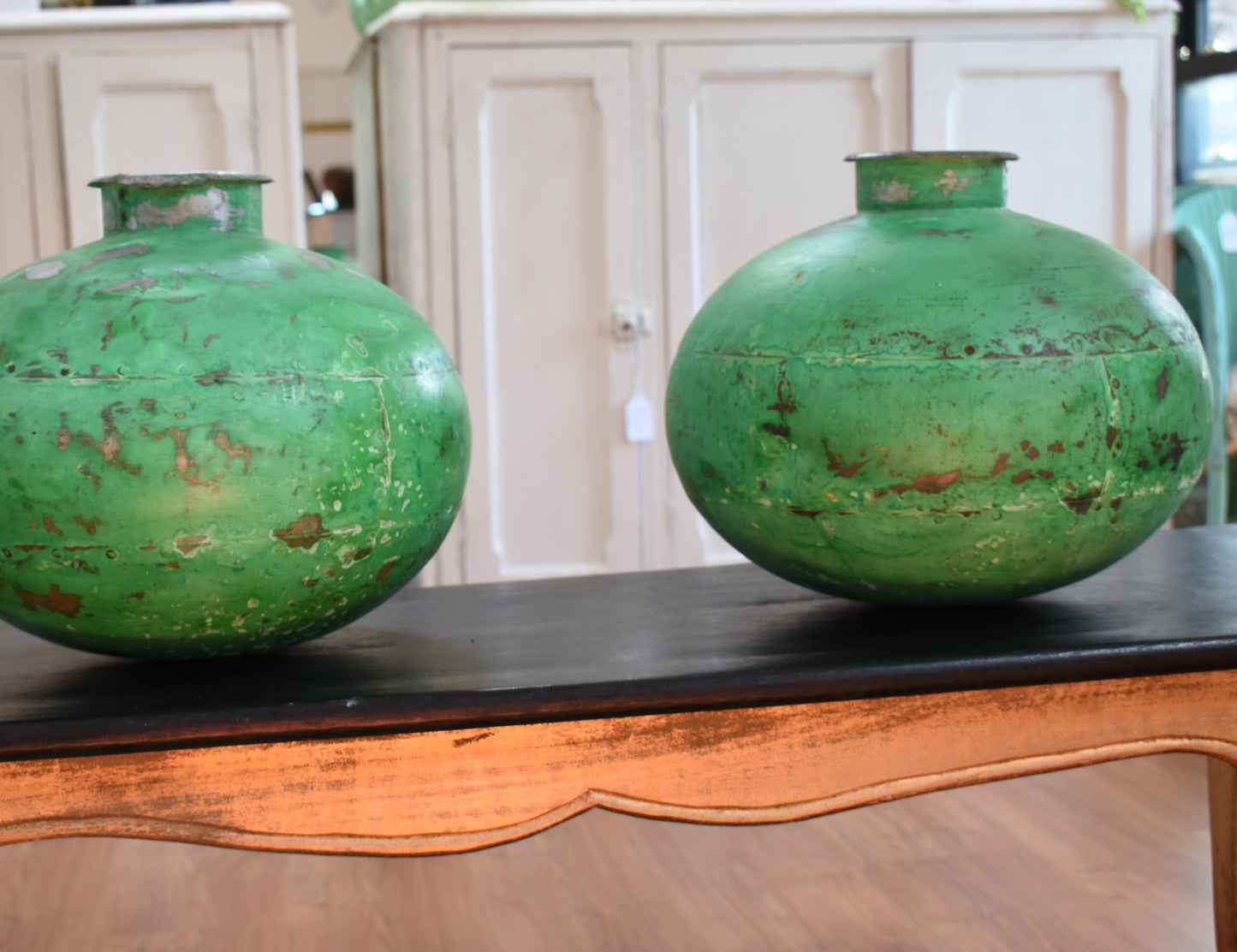 Vintage Metal Planters in a Lovely Shade of Green
