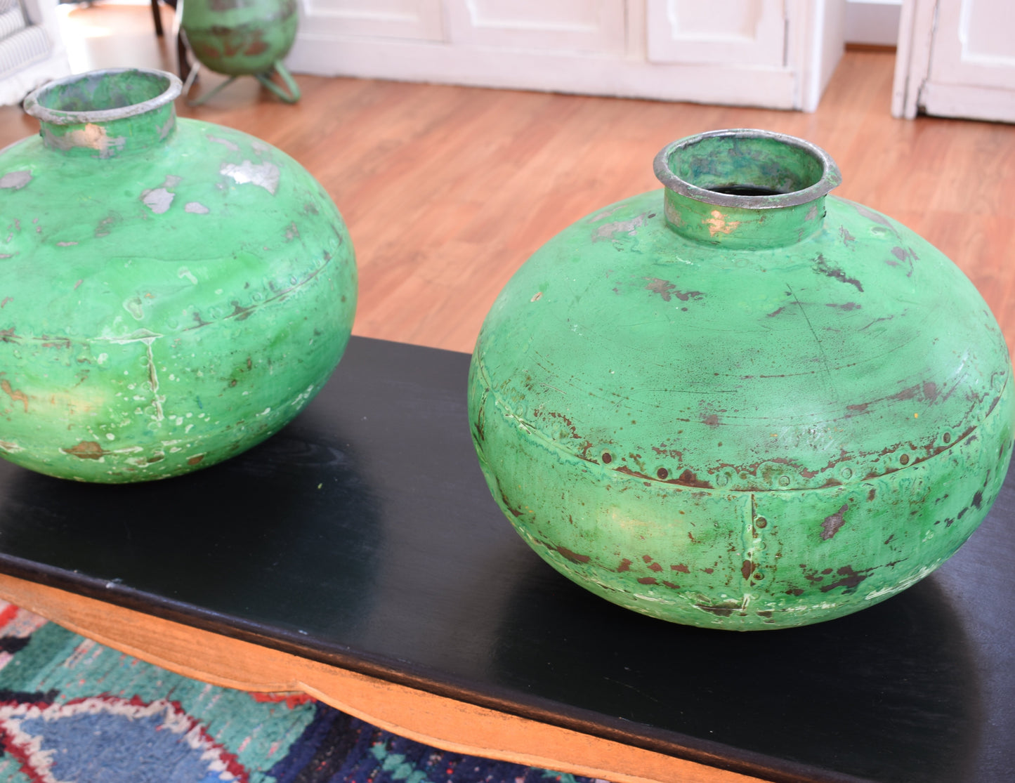 Vintage Metal Planters in a Lovely Shade of Green