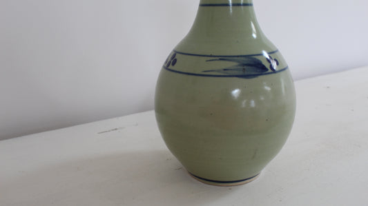 Stamped Jackson Stoneware Green Vase