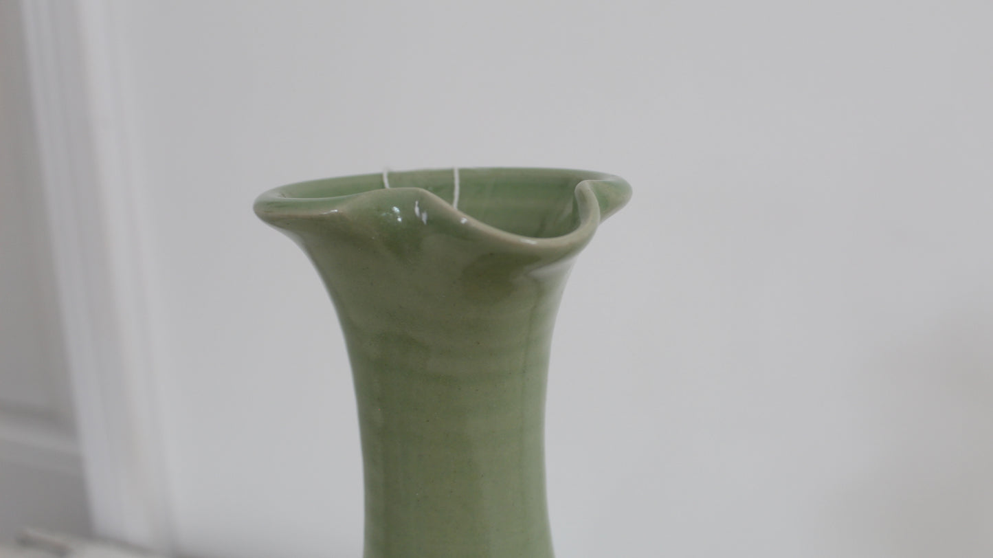 Stamped Jackson Stoneware Green Vase