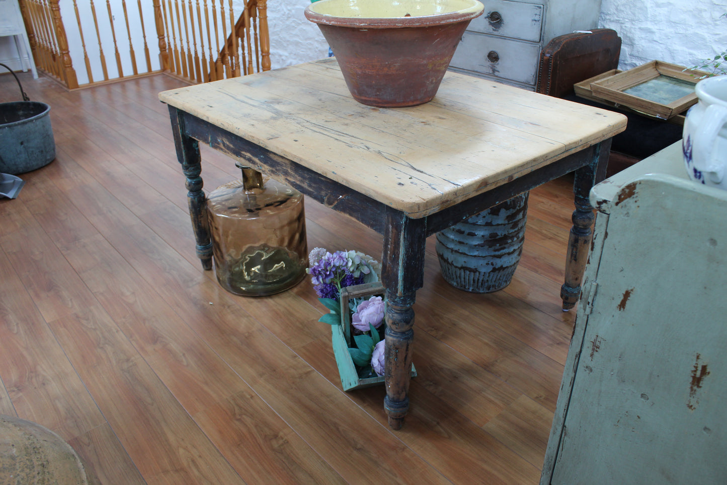 French Antique Scrub Top Pine Table