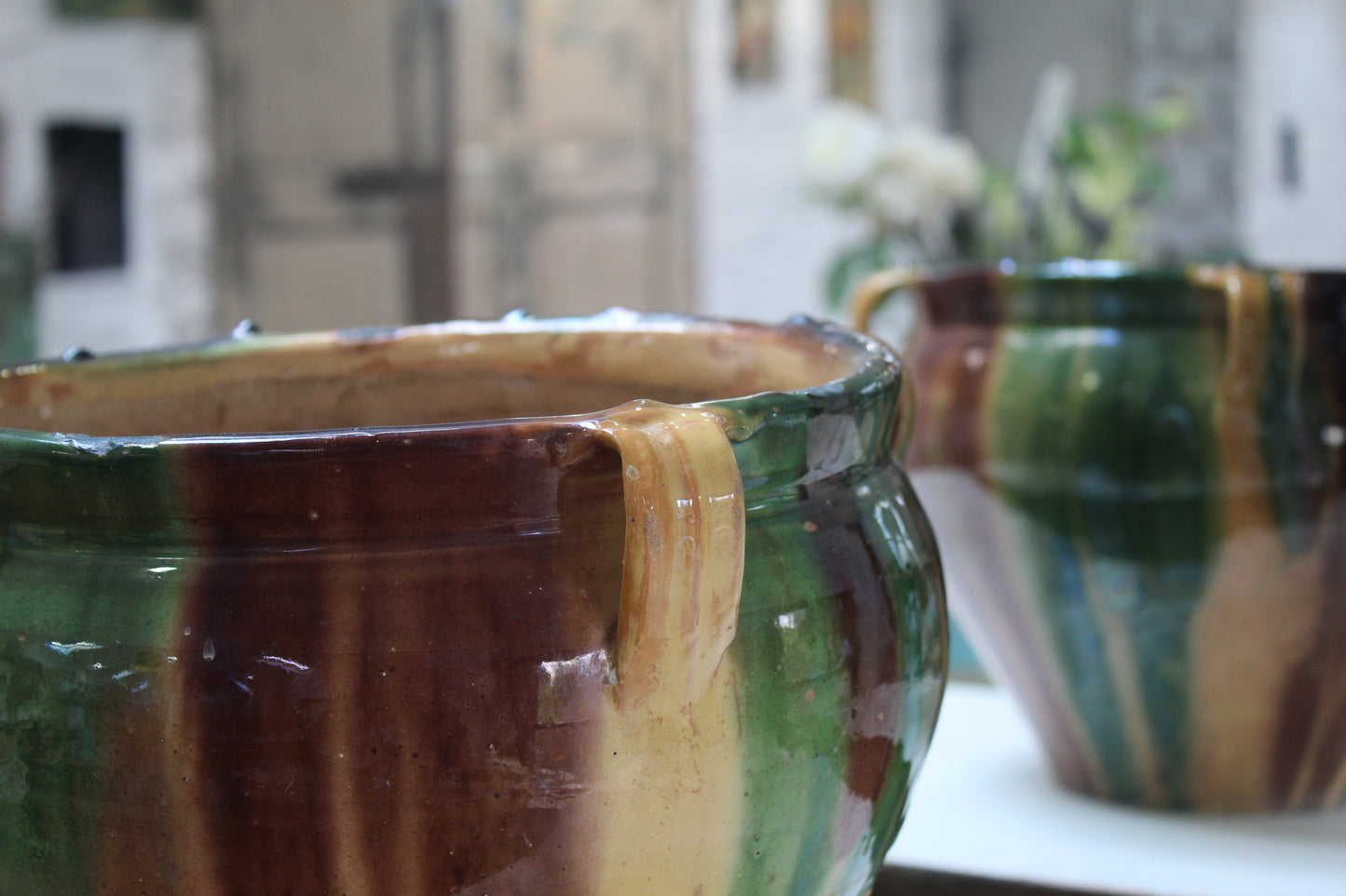 French Antique Glazed Plant Pot