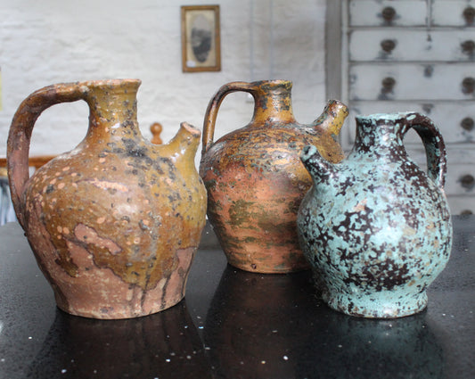 Trio of French Antique Nut Oil Jugs